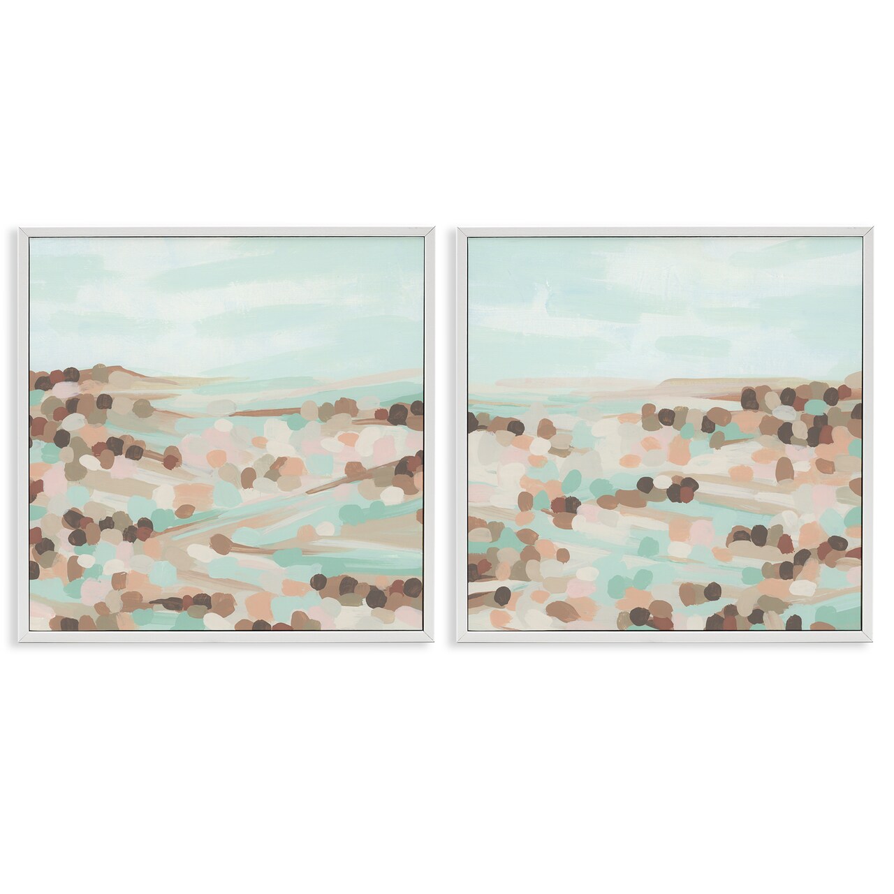 Stupell Industries Mint Pastel Abstract Vista 2 pc Framed Giclee Wall Art Set Design by June Erica Vess